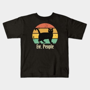 Funny Ew People Black Cat Kids T-Shirt